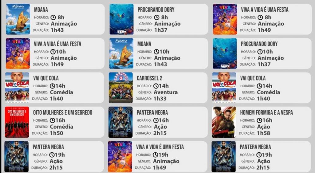 Programação Cinema itinerante Tocantinópolis